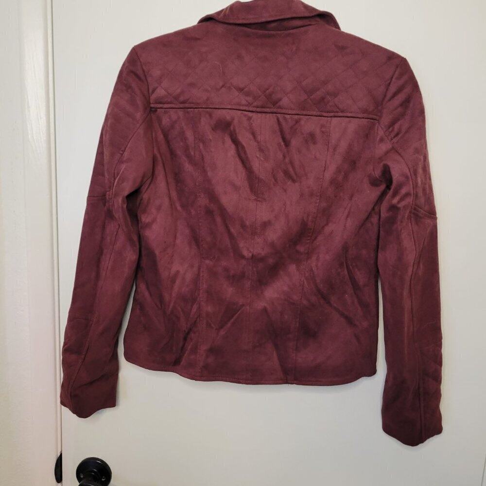 KUT From The Kloth Quilted Suede Moto Jacket Maroon Size Small - Picture 5 of 7